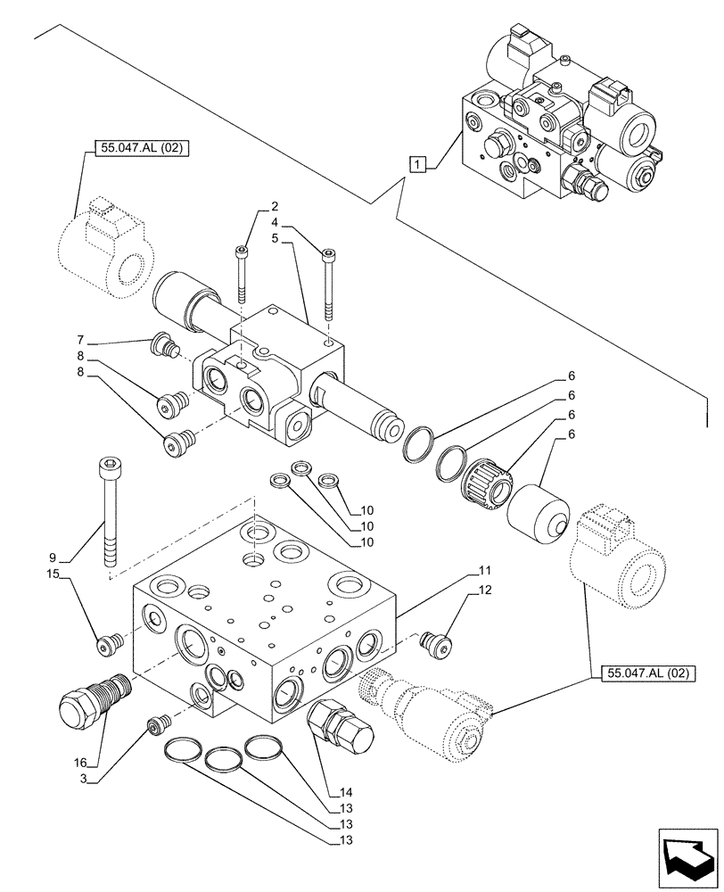 Схема запчастей Case IH PUMA 220 CVT - (41.432.AE[02]) - VAR - 337468, 337469, 758268, 758269, 758272, 758273, 758276, 758277 - STEERING VALVE, COMPONENTS (41) - STEERING