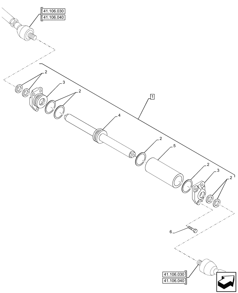 Схема запчастей Case IH FARMALL 110N - (41.216.060) - VAR - 336329 - 4WD FRONT AXLE, W/ ELECTROHYDRAULIC DIFFERENTIAL LOCK, W/ FRONT BRAKE, STEERING CYLINDER (41) - STEERING