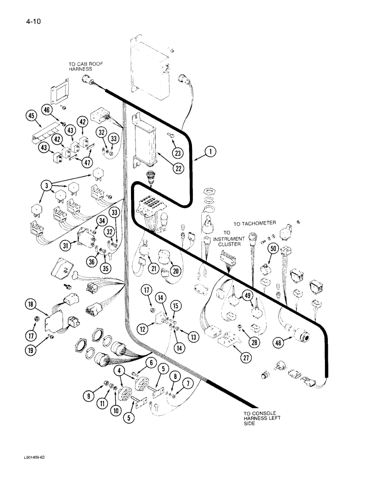 Схема запчастей Case IH 1844 - (4-10) - CONSOLE HARNESS RIGHT SIDE (06) - ELECTRICAL SYSTEMS