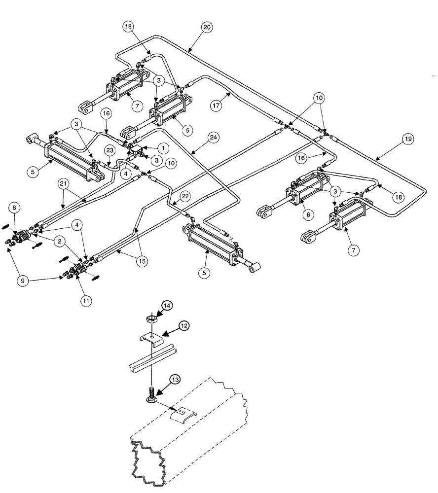 Схема запчастей Case IH 4400 - (08-07) - HYDRAULIC ASSEMBLY - WITHOUT SINGLE POINT DEPTH CONTROL - 26 FOOT 3 INCH THROUGH 35 FOOT 3 INCH 