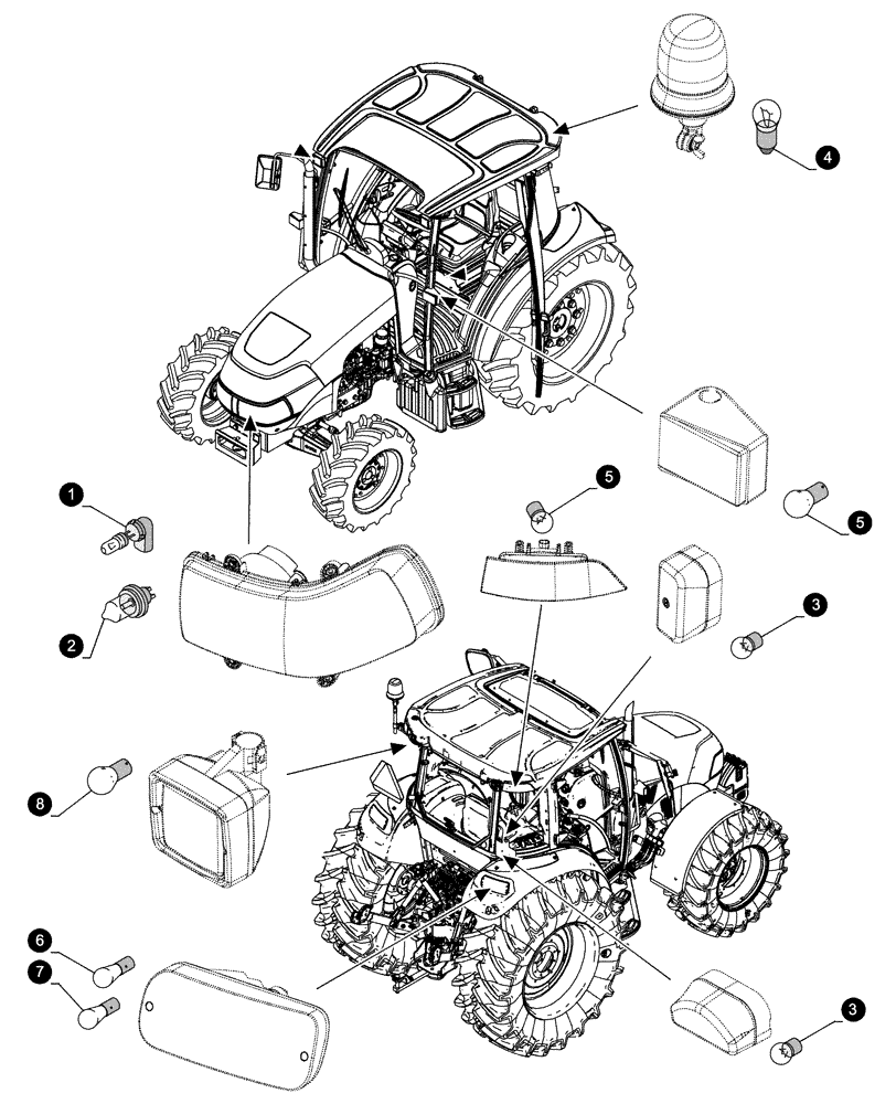 Схема запчастей Case IH FARMALL 75C - (05.100.04[04]) - MAINTENANCE PARTS - BULBS (05) - SERVICE & MAINTENANCE