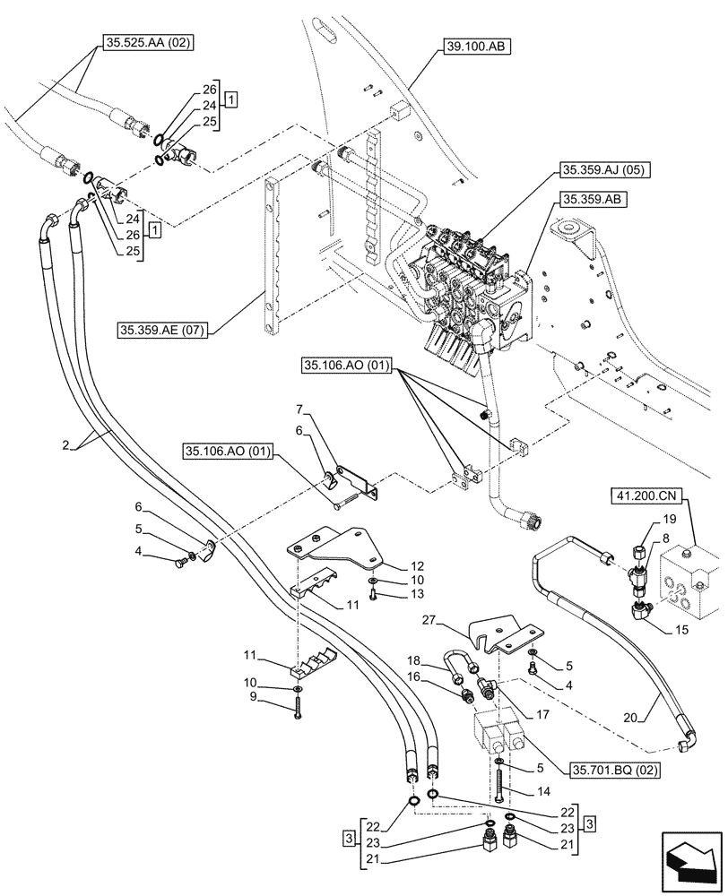 Схема запчастей Case IH FARMLIFT 742 - (35.525.AD[03]) - VAR - 749733 - AUXILIARY HYDRAULIC, PRESSURE REDUCING VALVE (35) - HYDRAULIC SYSTEMS