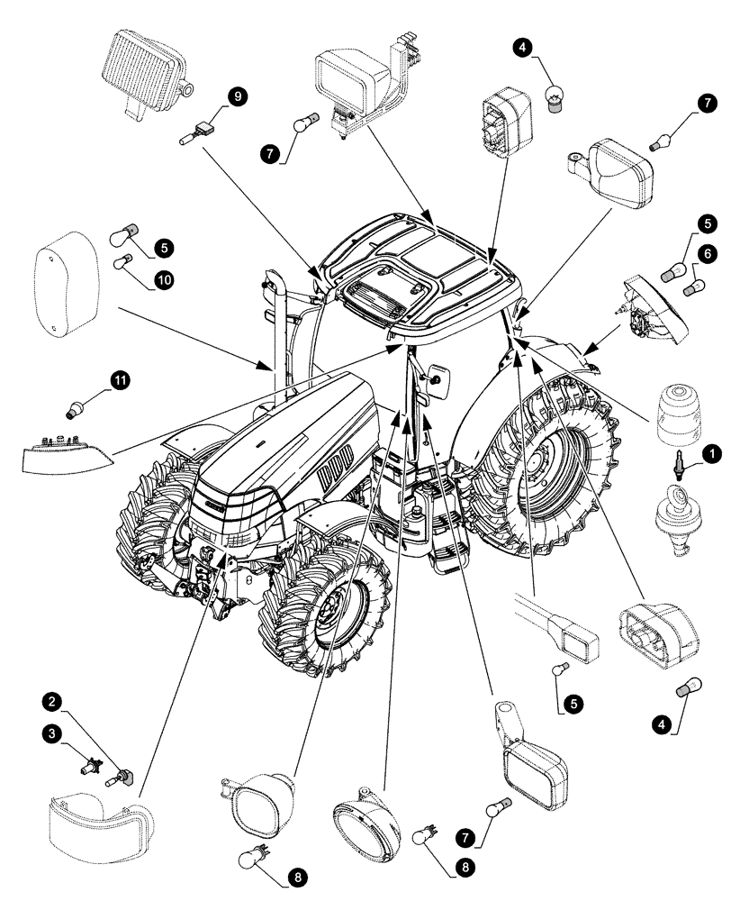 Схема запчастей Case IH PUMA 165 - (05.100.04[04]) - MAINTENANCE PARTS - BULBS (05) - SERVICE & MAINTENANCE