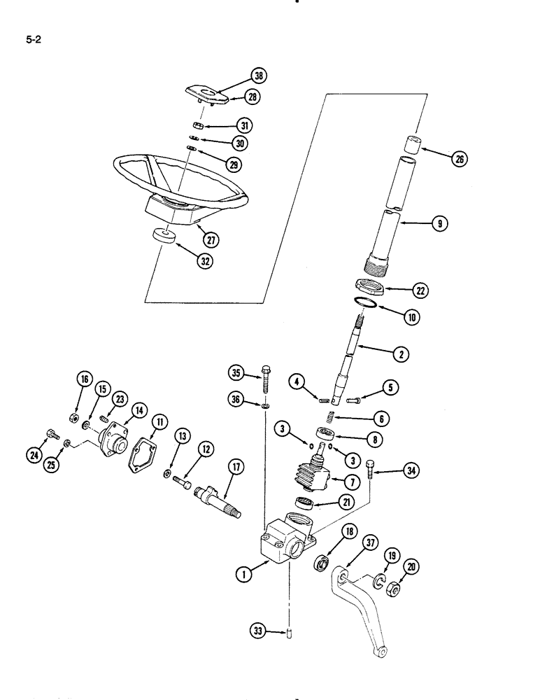 Схема запчастей Case IH 275 - (5-02) - STEERING GEAR AND COLUMN, MANUAL STEERING (05) - STEERING