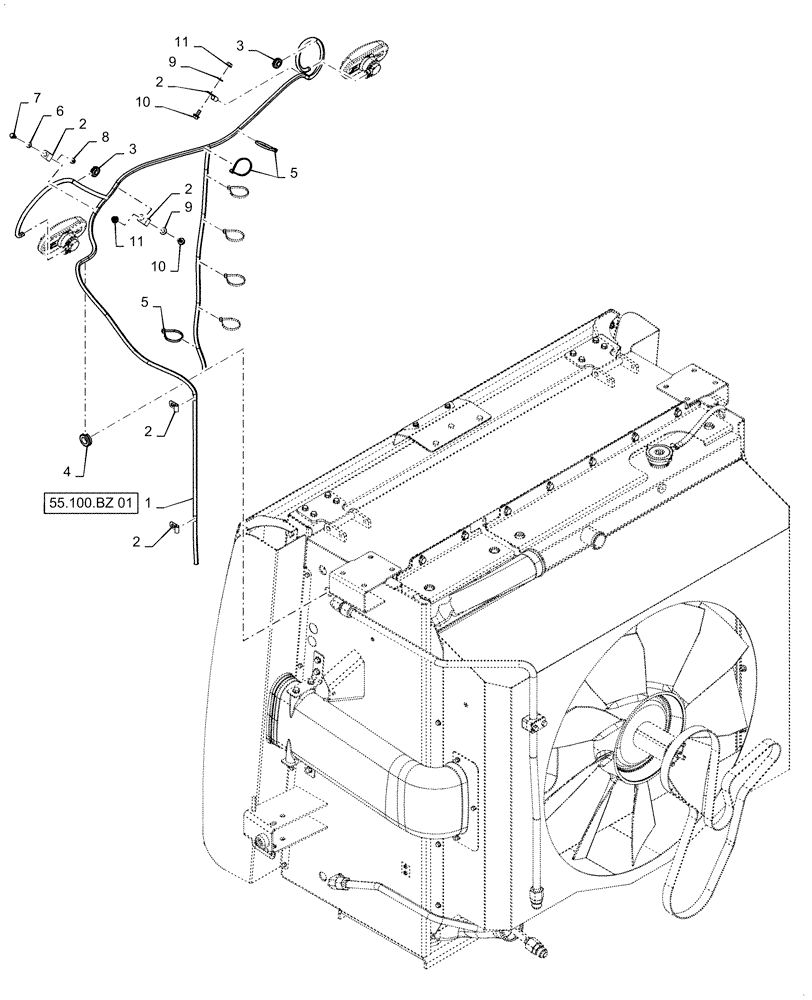 Схема запчастей Case IH WD1504 - (55.100.BZ[02]) - COOLER BOX ELECTRICAL (55) - ELECTRICAL SYSTEMS