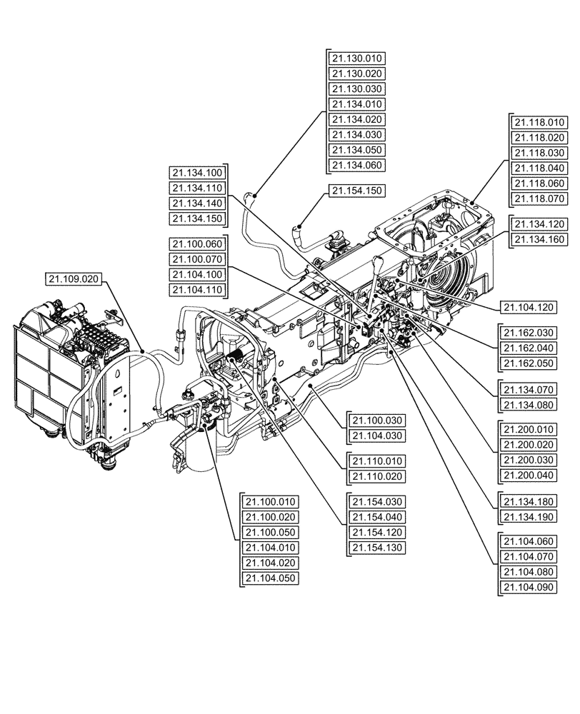 Схема запчастей Case IH FARMALL 90V - (00.000.21[01]) - PICTORIAL INDEX - TRANSMISSION (00) - GENERAL & PICTORIAL INDEX