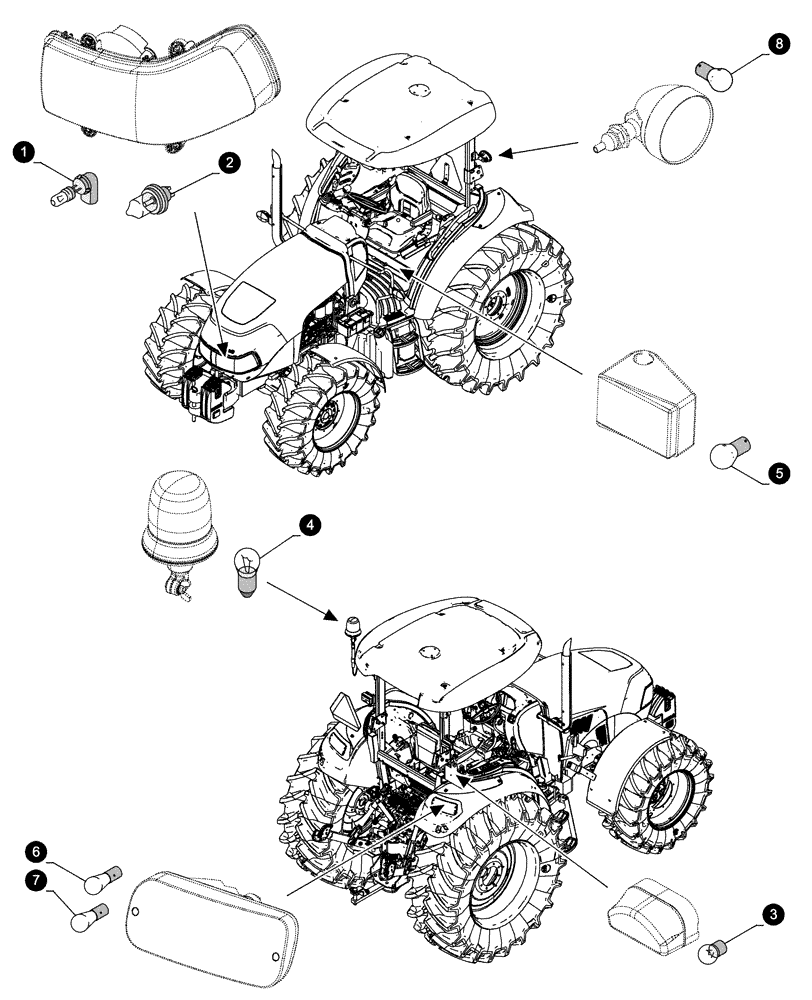 Схема запчастей Case IH FARMALL 65C - (05.100.04[04]) - MAINTENANCE PARTS - BULBS (05) - SERVICE & MAINTENANCE