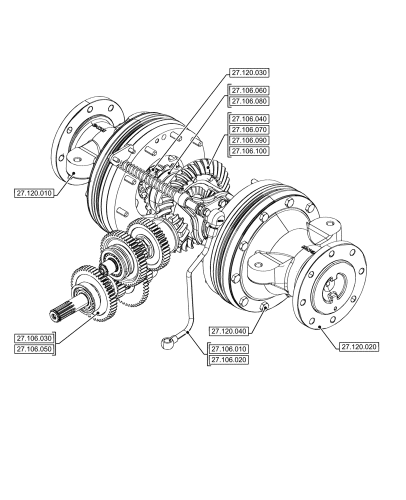 Схема запчастей Case IH FARMALL 90V - (00.000.27[01]) - PICTORIAL INDEX - REAR AXLE SYSTEM (00) - GENERAL & PICTORIAL INDEX