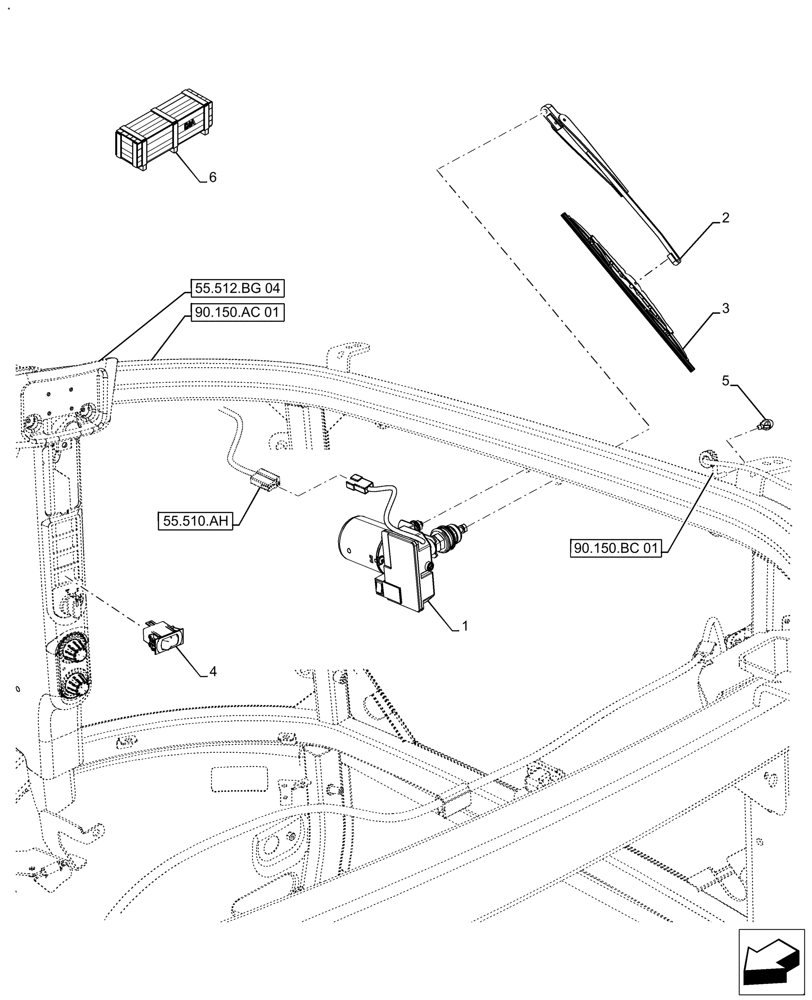 Схема запчастей Case IH FARMALL 120A - (88.100.55[06]) - VAR - 718149 - DIA KIT, WINDOW, REAR, WIPER AND WASHER (88) - ACCESSORIES