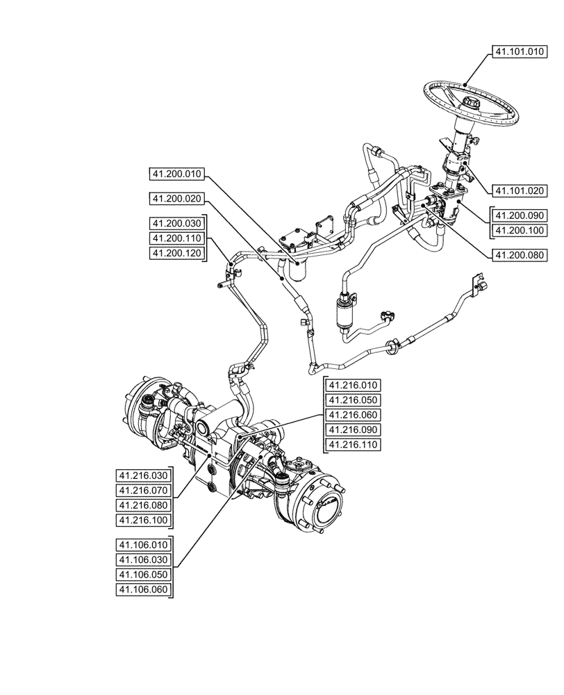 Схема запчастей Case IH FARMALL 90V - (00.000.41[01]) - PICTORIAL INDEX - STEERING (00) - GENERAL & PICTORIAL INDEX