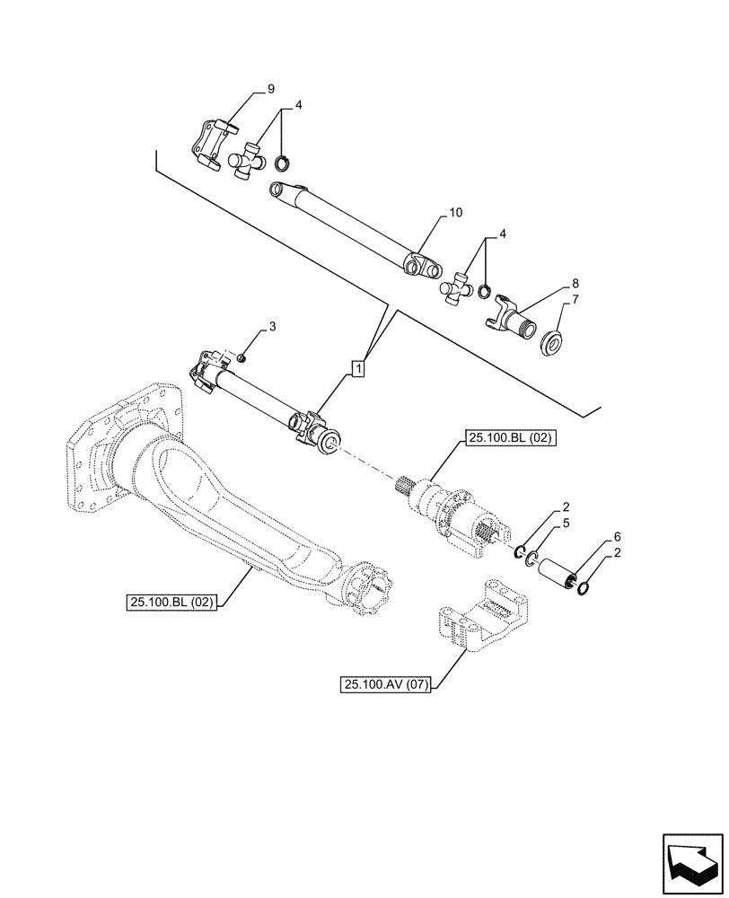 Схема запчастей Case IH PUMA 220 - (25.100.BL[04]) - VAR - 337416 - SUSPENDED FRONT AXLE, ARM, COMPONENTS (25) - FRONT AXLE SYSTEM