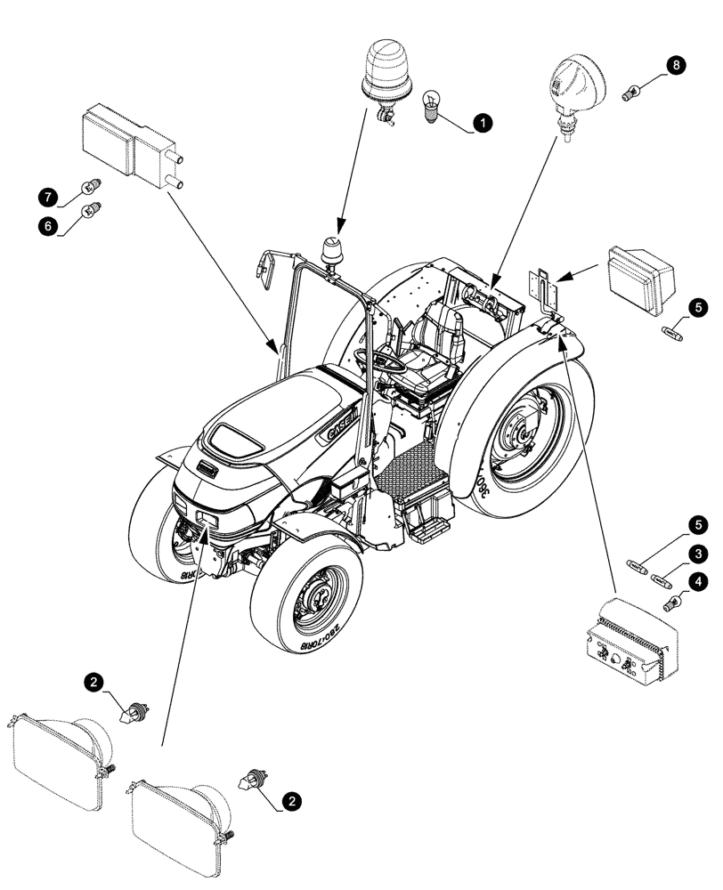 Схема запчастей Case IH FARMALL 100V - (05.100.044) - MAINTENANCE PARTS - BULBS (05) - SERVICE & MAINTENANCE