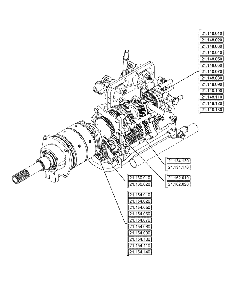 Схема запчастей Case IH FARMALL 90V - (00.000.21[04]) - PICTORIAL INDEX - TRANSMISSION (00) - GENERAL & PICTORIAL INDEX