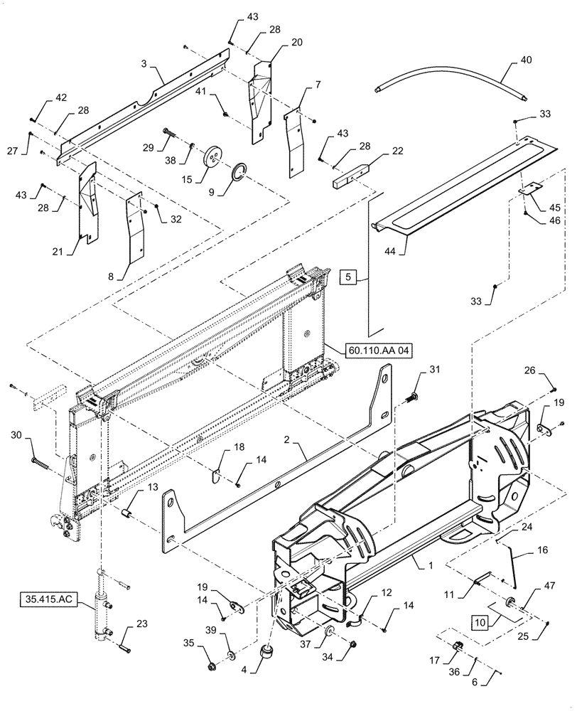 Схема запчастей Case IH 6088 - (60.110.AA[01]) - VAR - 425088 - 425083 - FEEDER ADAPTER (60) - PRODUCT FEEDING