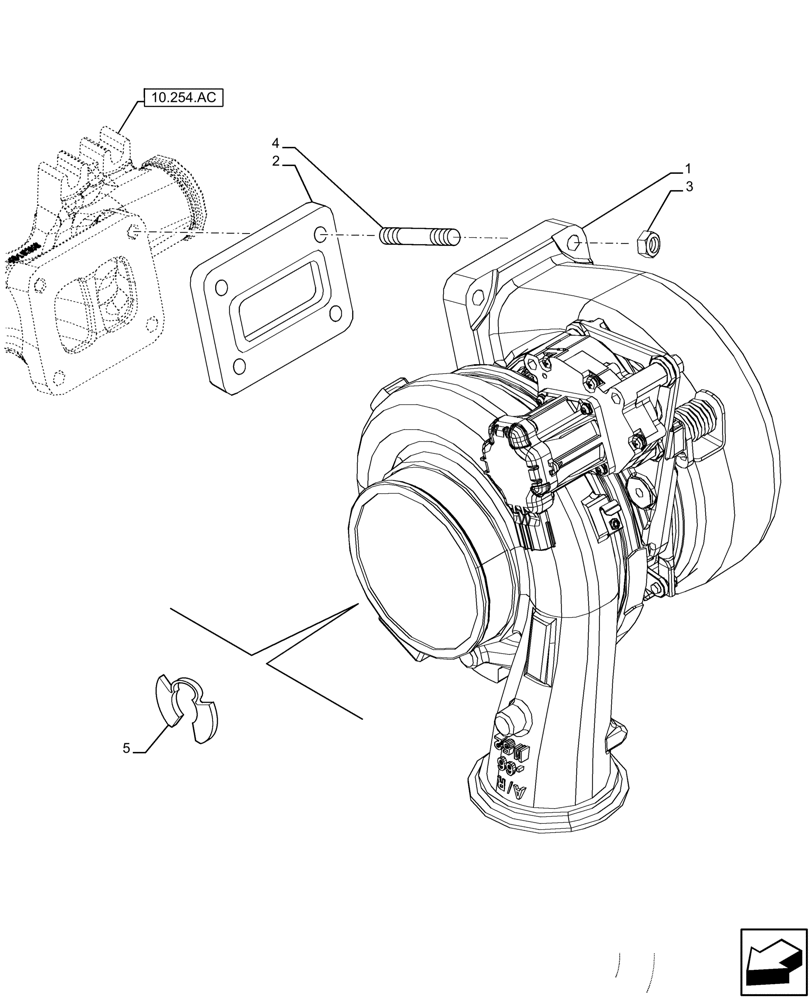 Схема запчастей Case IH F2CFP613A H001 - (10.250.AC) - TURBOCHARGER (10) - ENGINE