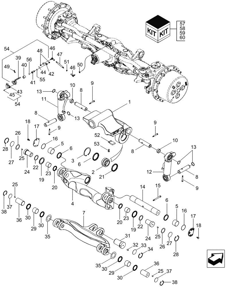 Схема запчастей Case IH MAGNUM 215 - (05-14) - FRONT AXLE - SUSPENSION, SUSPENDED MFD (05) - STEERING