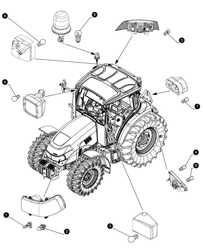 Схема запчастей Case IH FARMALL 85C - (05.100.04[04]) - MAINTENANCE PARTS - BULBS (05) - SERVICE & MAINTENANCE