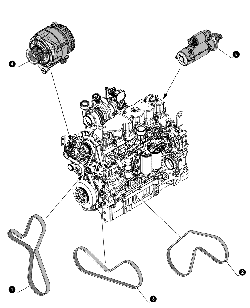 Схема запчастей Case IH PUMA 165 - (05.100.04[02]) - MAINTENANCE PARTS - STARTER MOTOR, ALTERNATOR, BELTS (05) - SERVICE & MAINTENANCE