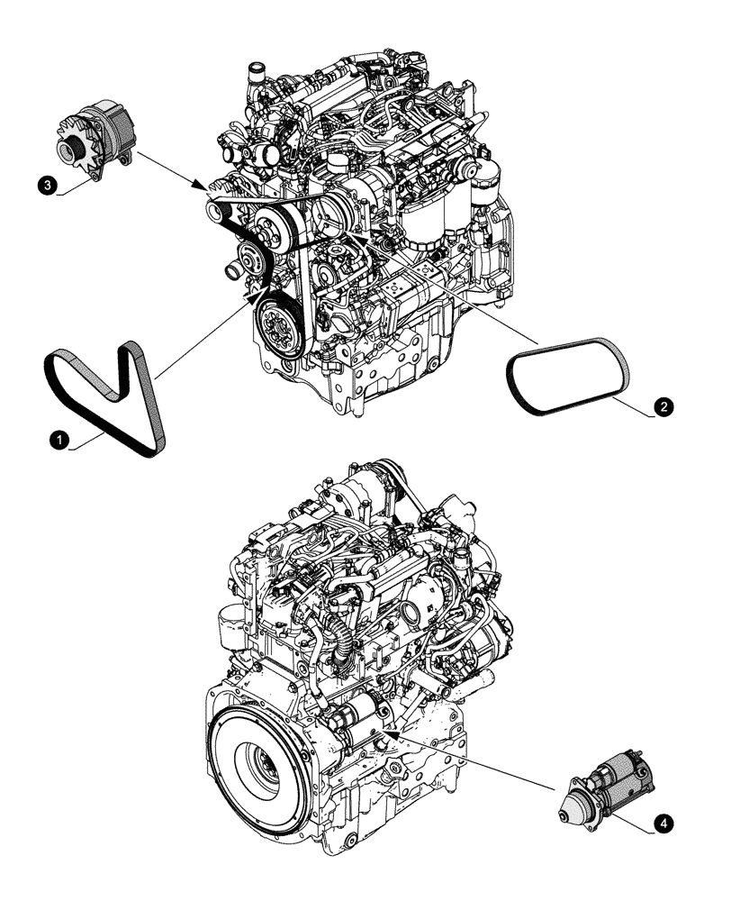 Схема запчастей Case IH FARMALL 65C - (05.100.04[02]) - MAINTENANCE PARTS - STARTER MOTOR, ALTERNATOR, BELTS (05) - SERVICE & MAINTENANCE