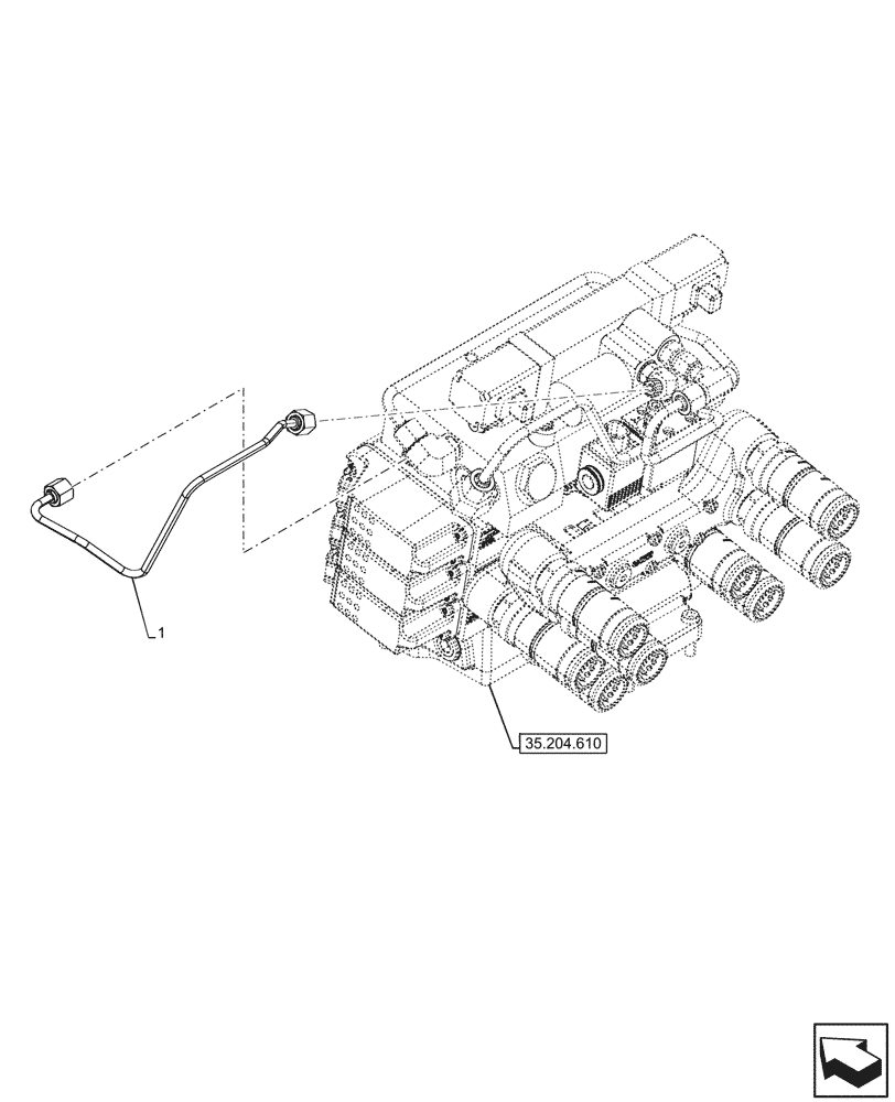 Схема запчастей Case IH FARMALL 90N - (35.204.920) - VAR - 342255, 342256, 759021 - 3 REMOTE CONTROL VALVES, LOAD SENSING CLOSED CENTR CAB (35) - HYDRAULIC SYSTEMS