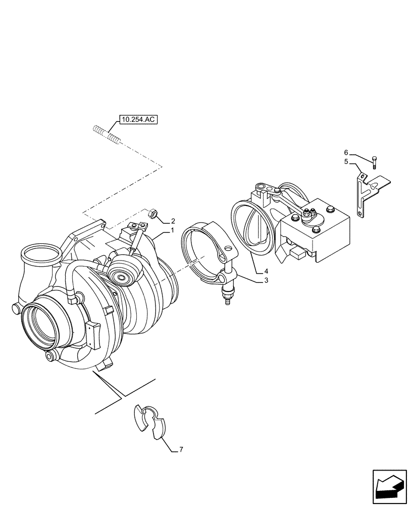 Схема запчастей Case IH F3JFE613A B001 - (10.250.AC) - TURBOCHARGER (10) - ENGINE