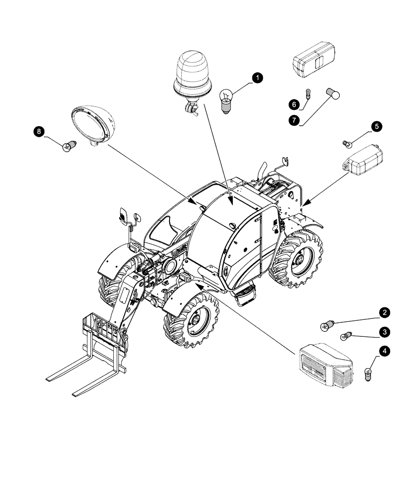 Схема запчастей Case IH FARMLIFT 935 - (05.100.04[04]) - MAINTENANCE PARTS - BULBS (05) - SERVICE & MAINTENANCE