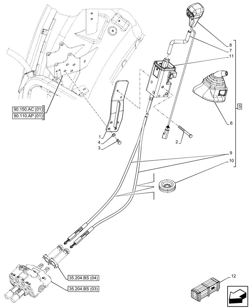 Схема запчастей Case IH FARMALL 110C - (55.512.CL[02]) - VAR - 338125, 336780 - MID MOUNT VALVE, JOYSTICK, W/ 3RD FUNCTION SWITCH (55) - ELECTRICAL SYSTEMS