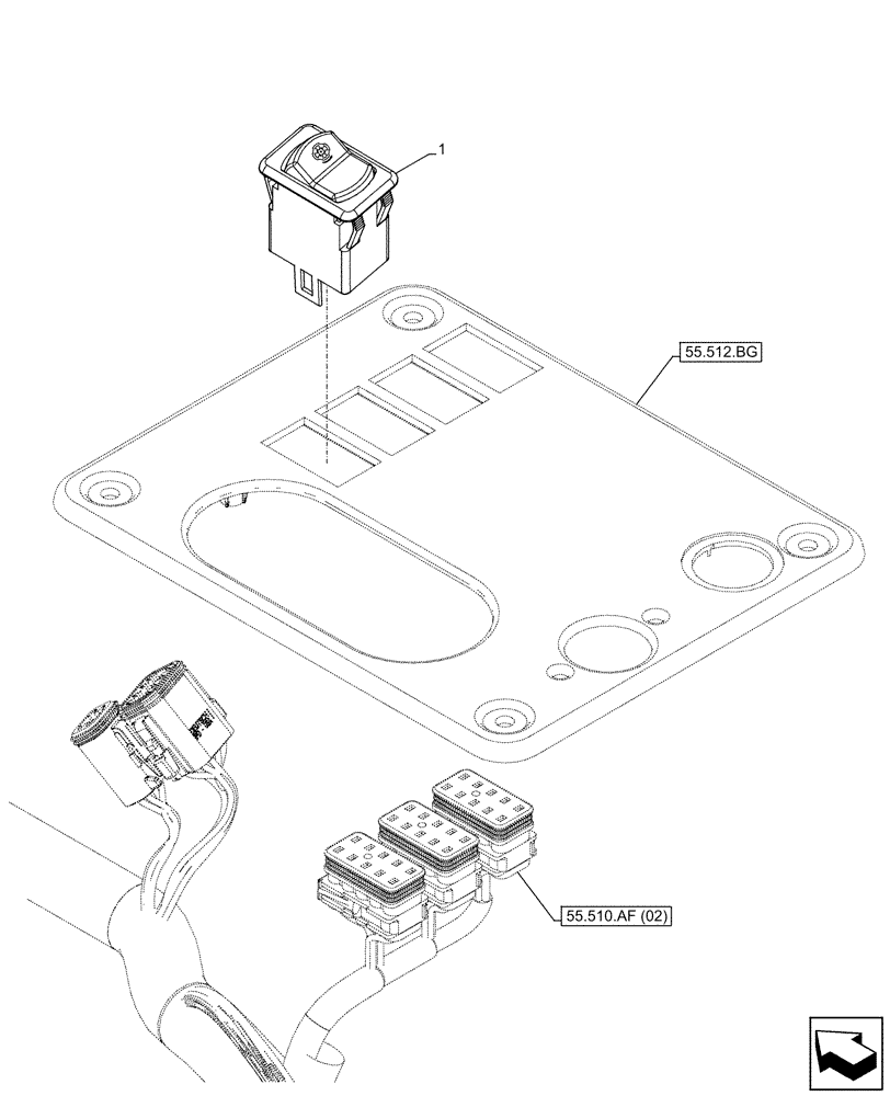 Схема запчастей Case IH FARMLIFT 632 - (55.512.CF[07]) - VAR - 749733 - AUXILIARY, PRESSURE SWITCH (55) - ELECTRICAL SYSTEMS