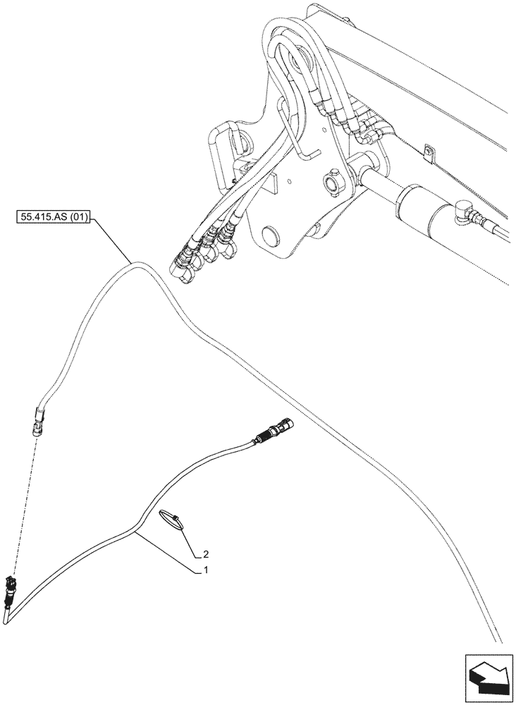 Схема запчастей Case IH FARMALL 65C - (55.415.AS[02]) - VAR - 336780 - LOADER ARM, CABLE EXTENSION (55) - ELECTRICAL SYSTEMS