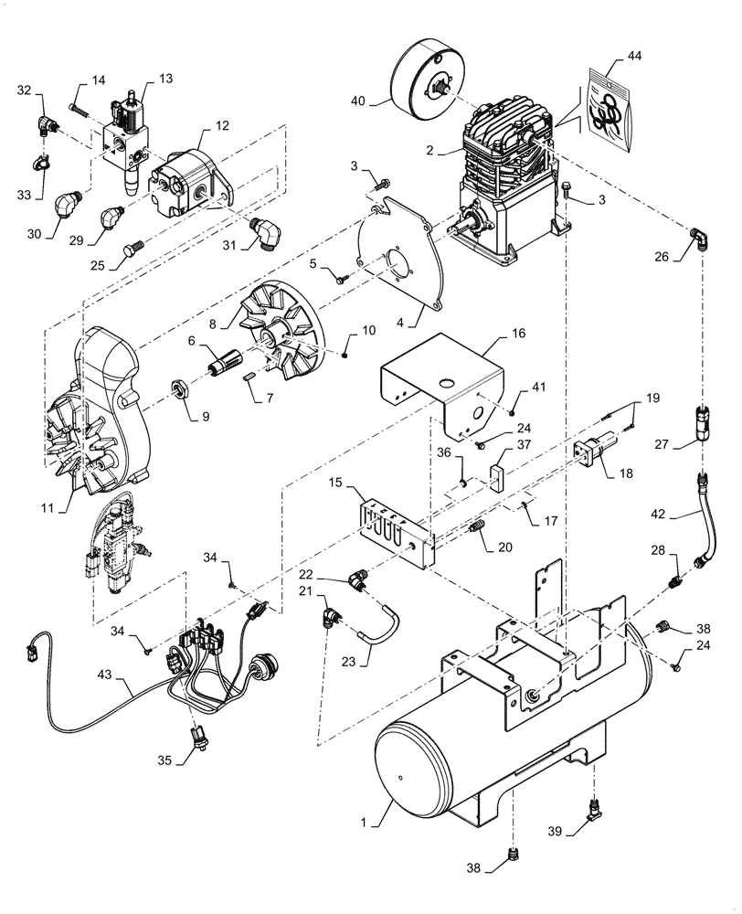 Схема запчастей Case IH 2150 - (36.100.AA[01]) - STANDARD AIR COMPRESSOR (36) - PNEUMATIC SYSTEM