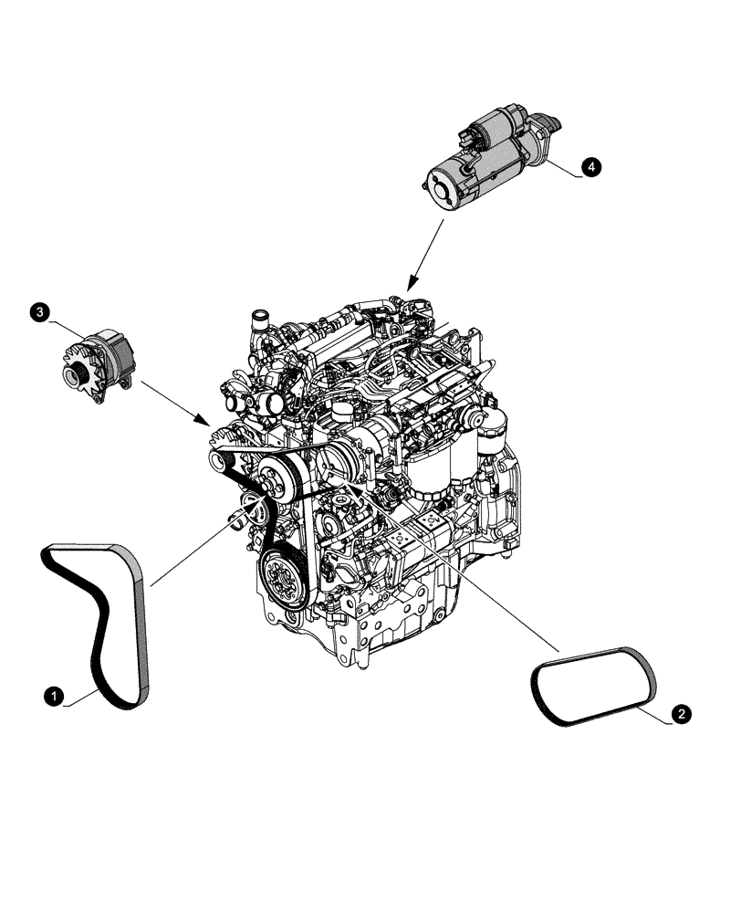 Схема запчастей Case IH FARMALL 115C - (05.100.04[02]) - MAINTENANCE PARTS - STARTER MOTOR, ALTERNATOR, BELTS (05) - SERVICE & MAINTENANCE