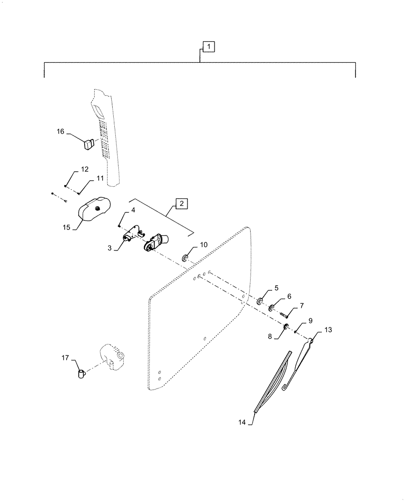 Схема запчастей Case IH FARMALL 40C - (55.518.AZ[02]) - WINDSHIELD WIPER, REAR (55) - ELECTRICAL SYSTEMS