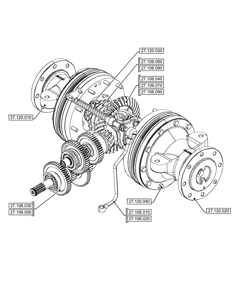 Схема запчастей Case IH FARMALL 90V - (00.000.27[02]) - PICTORIAL INDEX - REAR AXLE SYSTEM (00) - GENERAL & PICTORIAL INDEX