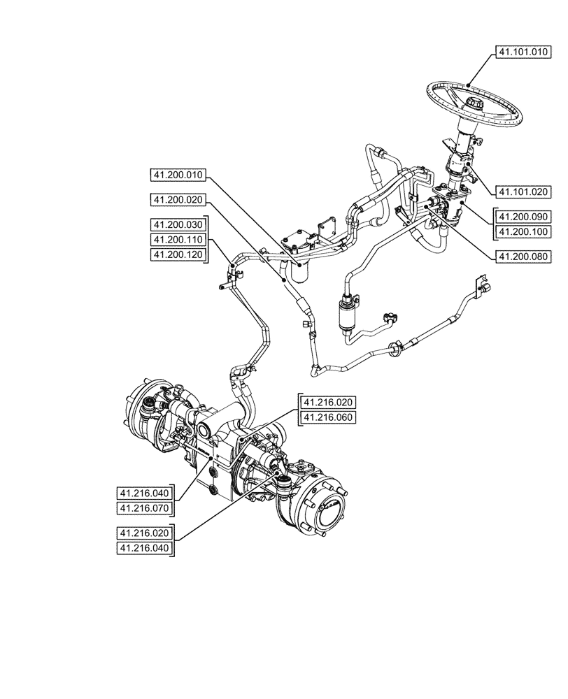 Схема запчастей Case IH FARMALL 90V - (00.000.41[02]) - PICTORIAL INDEX - STEERING (00) - GENERAL & PICTORIAL INDEX