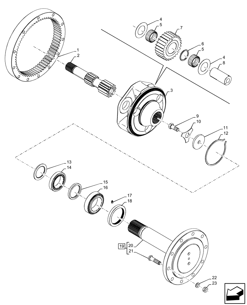 Схема запчастей Case IH PUMA 240 CVT - (27.120.AF[05]) - VAR - 391158, 391159, 758052, 758053, 758054, 758162 - FINAL DRIVE, GEAR, FLANGE AXLE (27) - REAR AXLE SYSTEM