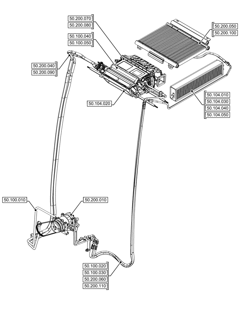 Схема запчастей Case IH FARMALL 90V - (00.000.50) - PICTORIAL INDEX - CAB CLIMATE CONTROL (00) - GENERAL & PICTORIAL INDEX