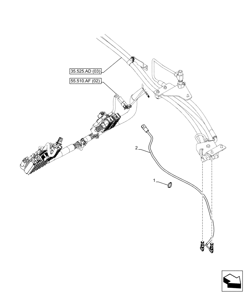 Схема запчастей Case IH FARMLIFT 735 - (55.510.BB) - VAR - 749733 - OPTION, HARNESS (55) - ELECTRICAL SYSTEMS