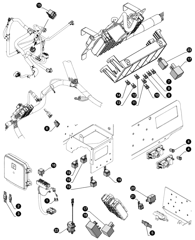 Схема запчастей Case IH FARMLIFT 632 - (05.100.04[03]) - MAINTENANCE PARTS - FUSES (05) - SERVICE & MAINTENANCE