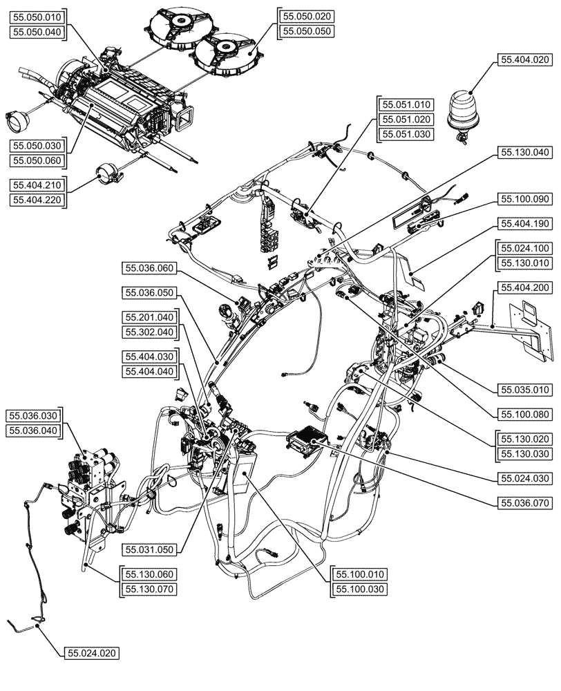 Схема запчастей Case IH FARMALL 80N - (00.000.55[09]) - PICTORIAL INDEX - ELECTRICAL SYSTEMS (00) - GENERAL & PICTORIAL INDEX