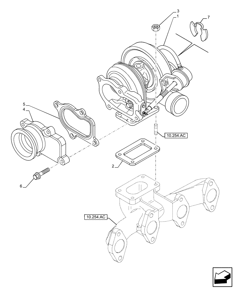 Схема запчастей Case IH 170A - (10.250.AC) - TURBOCHARGER (10) - ENGINE