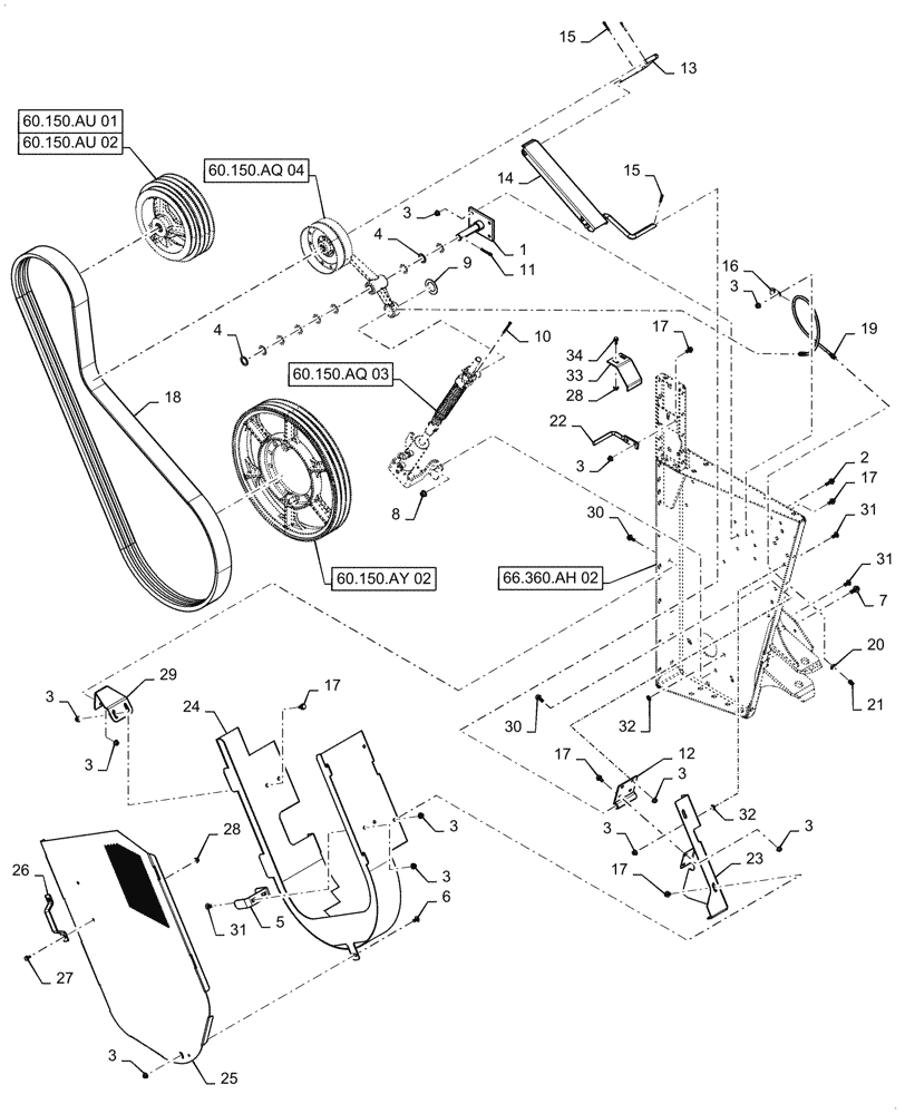 Схема запчастей Case IH 6088 - (60.150.AQ[02]) - VAR - 425126, 425125, 425088, 425087, 425086, 425085, 425084 - FEEDER DRIVE, STONE TRAP (60) - PRODUCT FEEDING