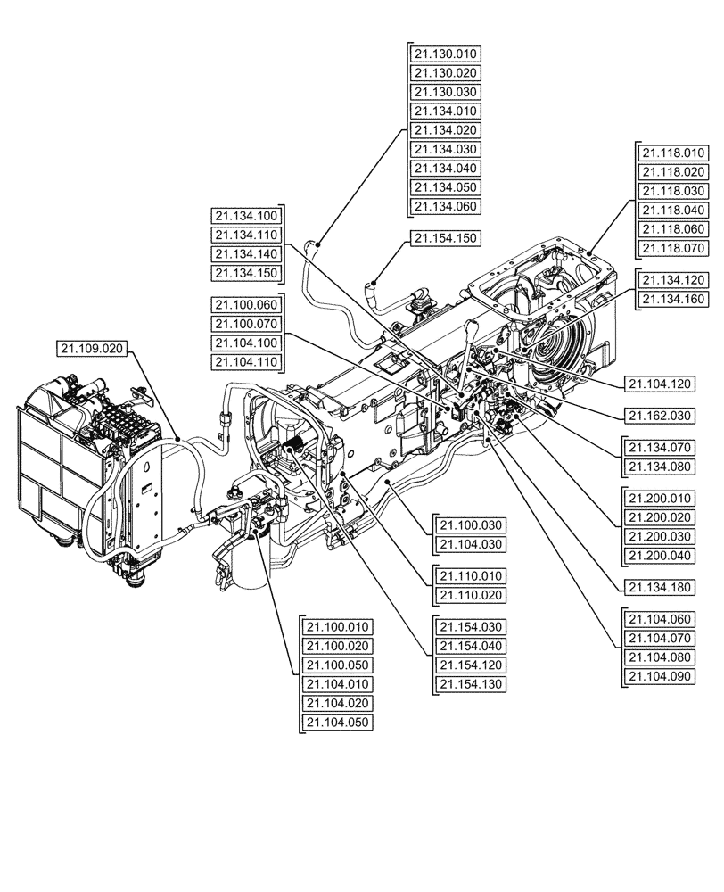 Схема запчастей Case IH FARMALL 90V - (00.000.21[03]) - PICTORIAL INDEX - TRANSMISSION (00) - GENERAL & PICTORIAL INDEX