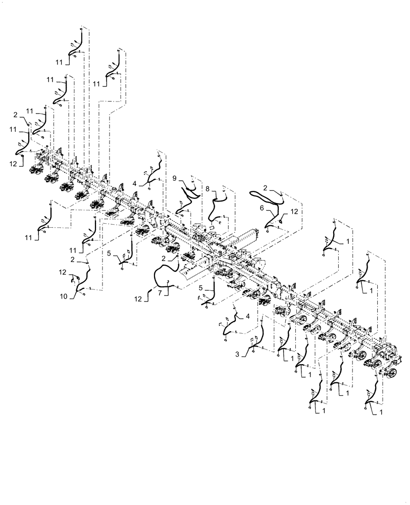 Схема запчастей Case IH 1255 - (63.100.AE[02]) - FERTILIZER COULTER DISTRIBUTION HOSES FOR 24 ROW (63) - CHEMICAL APPLICATORS