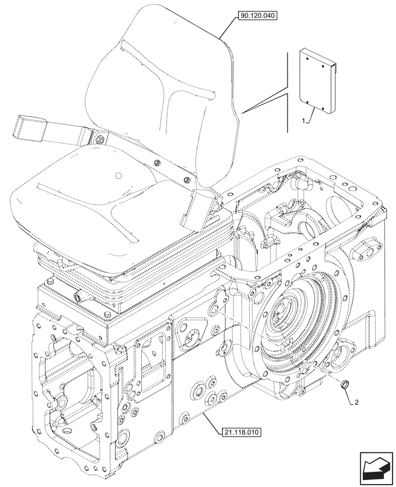 Схема запчастей Case IH FARMALL 90N - (90.120.060) - SEAT ACCESSORY (90) - PLATFORM, CAB, BODYWORK AND DECALS