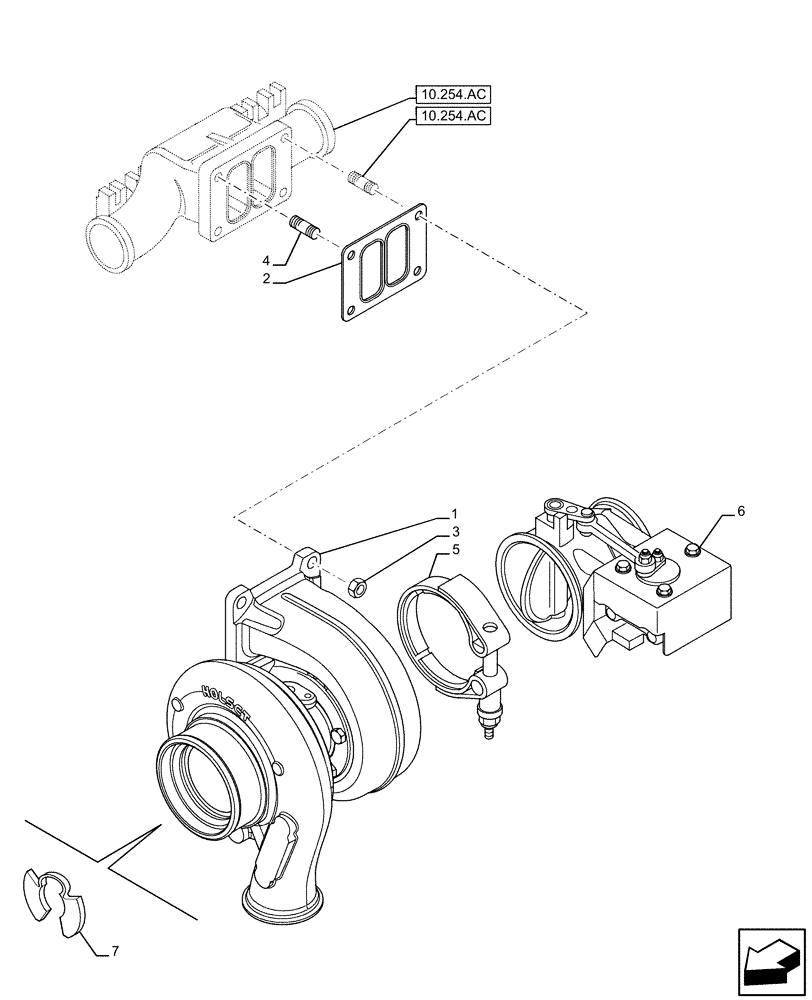 Схема запчастей Case IH F3HFE613D B001 - (10.250.AC) - TURBOCHARGER (10) - ENGINE