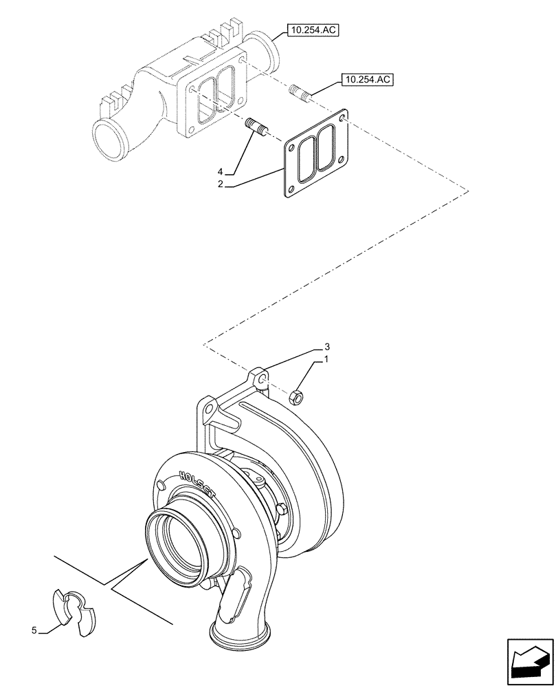 Схема запчастей Case IH F2CFP614A H001 - (10.250.AC) - TURBOCHARGER (10) - ENGINE