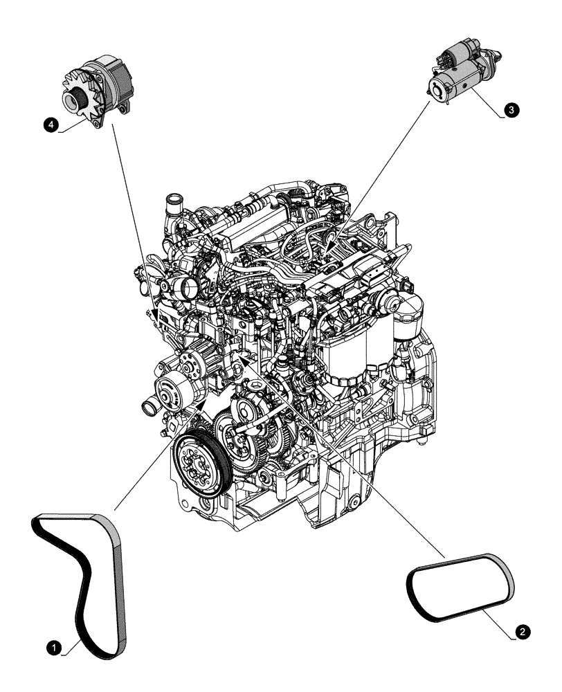 Схема запчастей Case IH FARMALL 90V - (05.100.042) - MAINTENANCE PARTS - STARTER MOTOR, ALTERNATOR, BELTS (05) - SERVICE & MAINTENANCE