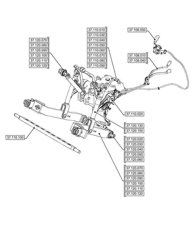 Схема запчастей Case IH FARMALL 90V - (00.000.37[04]) - PICTORIAL INDEX - HITCHES, DRAWBARS AND IMPLEMENT COUPLINGS (00) - GENERAL & PICTORIAL INDEX
