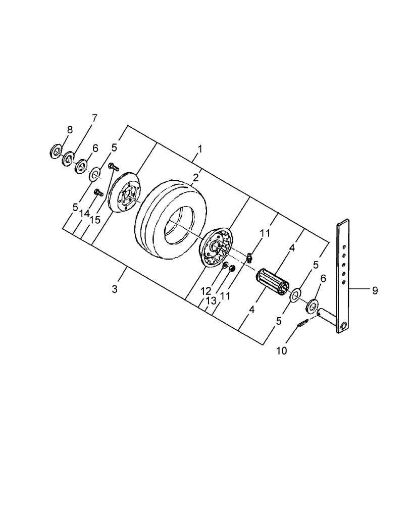 Схема запчастей Case IH SBX520 - (027) - PICKUP TIRE (SOLID) & WHEEL, PRIOR TO P.I.N. HBJ0043987 (44) - WHEELS