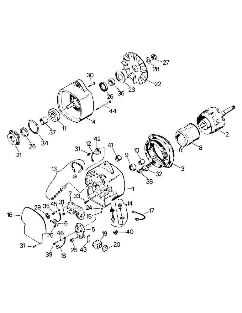 Схема запчастей Case IH CM360 - (02-13) - ALTERNATOR ASSEMBLY, CUMMINS 855 AND CAT 3406 ENGINES, BEFORE 3-15-84 (06) - ELECTRICAL